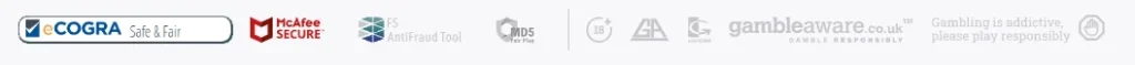 Certyfikaty bezpieczeństwa HitnSpin Casino eCOGRA McAfee Secure GamCare