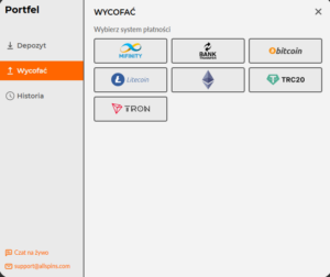 AllSpins Casino wypłaty Bitcoin Litecoin przelew bankowy Mifinity