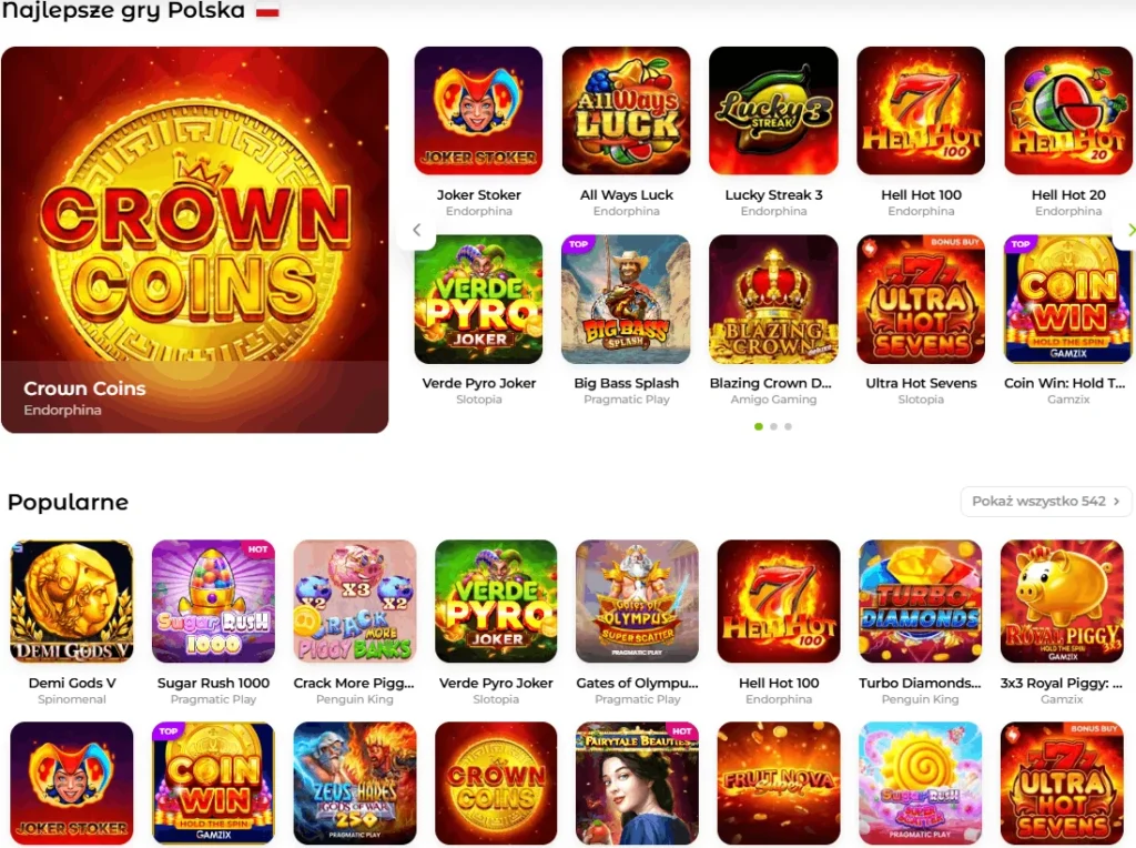 Verde Casino gry automaty Pragmatic Play Endorphina Slotopia popularne sloty online Polska