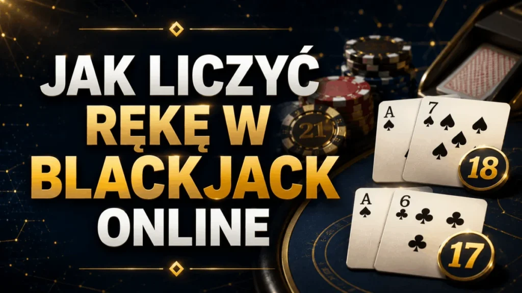 Soft hand i hard hand w blackjacku - karty A-7 dające soft 18 oraz A-6 dające 17 ze stosami żetonów