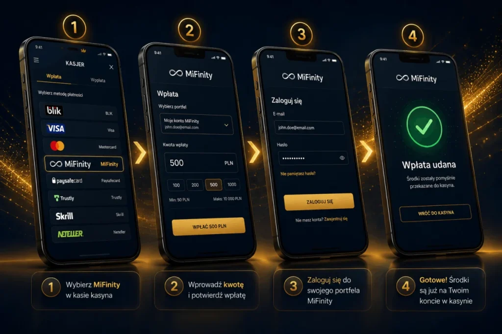 Wpłata MiFinity krok po kroku – mockup mobilny aplikacji