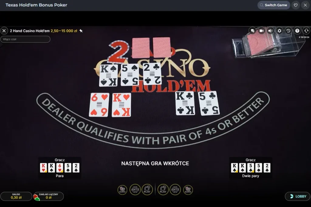 Casino Hold'em online z prawdziwym krupierem w kasynie live
