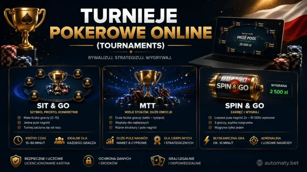 Turnieje pokerowe online Sit & Go MTT oraz Spin & Go w pokerze online